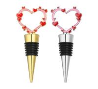 sourcing map 2 tapones de vino con forma de corazón, reutilizables, herméticos, a prueba de fugas, ahorrador de licor, botellas de vidrio para bar, vacaciones, fiestas, decoración del hogar, color
