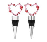 sourcing map 2 tapones de vino con forma de corazón, reutilizables, herméticos, a prueba de fugas, ahorrador de licor, botellas de vidrio para bar, vacaciones, fiestas, decoración del hogar, color