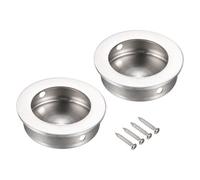 sourcing map 2 tiradores empotrados de acero inoxidable de 35 mm para puerta corrediza redonda con tornillos, diseño redondo integrado para puertas correderas de granero, cajones de armario