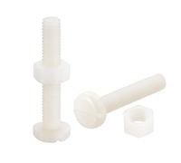 sourcing map 20 Pares Nylon Tornillo Tuerca Surtido, M6x35mm Ranurados Plana Cabeza Tornillos y M6 Hexagonal Tuercas para Maquinaria, Electrónica, Blanco