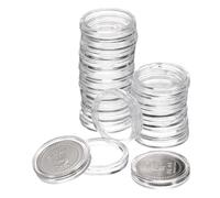 sourcing map 20 soportes para monedas de plata de 21 mm, cubiertas de plástico para cápsulas de monedas, contenedor de suministros de colección de monedas redondas transparentes para protectores de