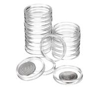 sourcing map 20 soportes para monedas de plata de 32 mm, cubiertas de plástico para cápsulas de monedas, contenedor de suministros de colección de monedas redondas transparentes para protectores de