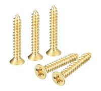 sourcing map 20 tornillos de latón para madera, tornillos autorroscantes Phillips de cabeza plana M3 x 20 mm para bisagras de puerta, muebles de madera, electrodomésticos