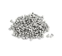 sourcing map 200Pcs Remache De Aluminio Sólido Tono Plata M2 X 4 mm De Cabeza Redonda Mango Estriado