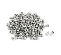 sourcing map 200Pcs Remache De Aluminio Sólido Tono Plata M2 X 5 mm De Cabeza Redonda Mango Estriado