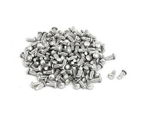 sourcing map 200Pcs Remache De Aluminio Sólido Tono Plata M2 X 5 mm De Cabeza Redonda Mango Estriado