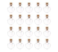 sourcing map 20uds Mini Vidrio Botellas con Corcho Tapones Melocotón Corazón Forma Pequeños Vidrio Frascos Transparentes Claras Deseos Botellas para Bricolaje Arte Artesanía Fiesta Decoración