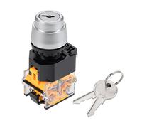 sourcing map 22mm Interruptor de botón de bloqueo de llave de 2 posiciones Teclas W DPST 1NO 1NC