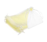 sourcing map 25 bolsas de organza de 15 x 20 cm con cordón, bolsas de malla transparente para regalo, joyas, bodas, fiestas, Navidad, caramelos, color blanco crema