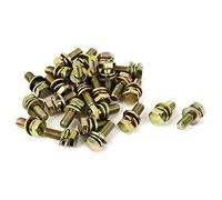 sourcing map 25pcs M6x16mm chapado de zinc amarillo grado 8,8 el perno de cabeza hexagonal con arandela