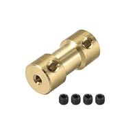 sourcing map 2mm a 2mm Interior Diámetro Rígido Acoplamiento, 20mm Longitud 9mm Diámetro, Cobre Eje Acoplador Conector, Latón Tono 4uds