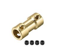 sourcing map 2mm a 6mm Interior Diámetro Rígido Acoplamiento, 20mm Longitud 9mm Diámetro, Cobre Eje Acoplador Conector, Latón Tono 4uds