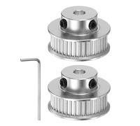 sourcing map 2uds 2GT Loca Polea 40 Dientes 5mm Diámetro 30mm Dia. Aluminio Distribución Correa con 2mm Hexagonal Inglesa Llave para 6mm Ancho Correa CNC Máquina Plateado Tono
