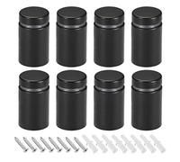 sourcing map 3/4 Diámetro x 1-1/4" (19x32mm) Separador Tornillos Pared Montaje Letreros Soportes Acrílico Vidrio Clavos Negro con Tornillos 8Uds
