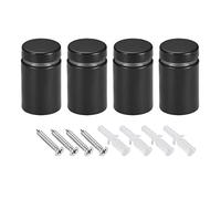 sourcing map 3/4 Diámetro x 1-1/4" (19x32mm) Separador Tornillos Pared Montaje Letreros Soportes Acrílico Vidrio Clavos Negro con Tornillos 4Uds