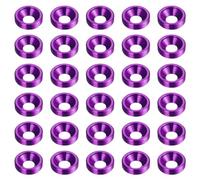 sourcing map 30pcs Arandela Avellanada M3 de Aleación de Aluminio Anodizado, Arandelas de Tornillo para Piezas de Accesorios Mecánicos, Morado