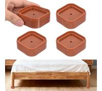 sourcing map 4 elevadores de muebles, elevadores de cama ajustables, bloques de elevación cuadrados apilables para patas de mesa, sofá, silla, mesa, armario, marco de cama, color marrón