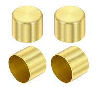 sourcing map 4 fundas de metal para patas de muebles, 23 x 20 mm, almohadillas redondas para muebles, cubierta dorada, protector de suelo para silla, mesa, sofá, cama