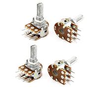 sourcing map 4 pcs Potenciómetro de doble eje estriado lineal de ajuste superior de potes de 10K Ohm B10K