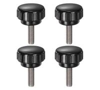 sourcing map 4 pomos de sujeción moleteados M6 x 20 mm métricos de acero inoxidable 304 con rosca macho tipo tornillo de 25 mm de plástico de cabeza redonda roscados, color negro
