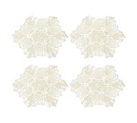 sourcing map 4 tapetes de ganchillo de 8.7 pulgadas, posavasos de algodón de ganchillo hechos a mano, manteles individuales redondos de encaje con patrones florales para decoración de bodas y fiestas