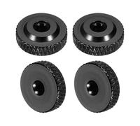 sourcing map 4 tuercas moleteadas, M4 x 14 mm x 5 mm, aluminio plano a través del agujero pasante, tuercas de ajuste, tuercas de ajuste para piezas de impresora 3D, máquina, bricolaje, color negro
