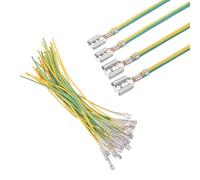 sourcing map 40 terminales hembra de crimpado de pala con funda aislante de 4,8 mm y 6,30 mm, kit surtido de conectores rápidos de pala hembra con cables de 20 cm, cubierta ignífuga, amarillo/verde