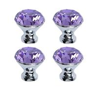 sourcing map 4pcs Pomo Tirador De Cristal De La Manija Del De Cajón De Armario Ropero Decorativo De Aparador Púrpura