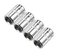 sourcing map 4Pcs Unidad de 1/4 pulgada 10 mm Cr-V Zócalo poco profundo de 6 puntos