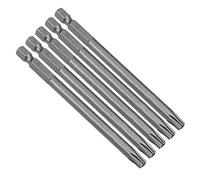 sourcing map 5 pcs T30 Puntas destornillador Torx de seguridad magnética de 100mm de longitud de vástago hexagonal de 1/4"