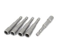sourcing map 5 Piezas 1/4 Pulgada Vástago 7mm Hexagonal Toma Tuerca Gris | Colocador Destornillador Taladro Adaptador, No Magnético