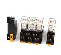 sourcing map 5 Piezas AC 220 V - 240 V DPTD LED Rojo relé electromagnético con Toma Base