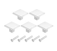 Sourcing Map 5 piezas de pomos cuadrados para gabinete, 3 cm de aleación de aluminio sólido en plata, tiradores de cajón para gabinetes de cocina, cómodas y armarios del dormitorio