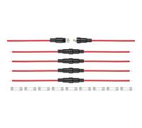 sourcing map 5 portafusibles tipo tornillo en línea de 5 x 20 mm, fusible de plomo de soplado rápido de 250 V 10 A con cable de 22 AWG de 20 cm y fusibles de vidrio de soplado rápido F10A 250 V