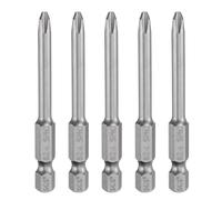 sourcing map 5 puntas de destornillador Phillips #2 PH2 de 1/4 pulgadas, vástago hexagonal de 2.56 pulgadas (65 mm) de largo, magnéticas, de acero S2, de grado industrial, brocas eléctricas de cabeza