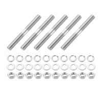 sourcing map 5 tornillos de doble extremo, M8 x 65 mm, acero inoxidable 304, pernos de varilla de doble rosca con tuercas y arandelas planas y de bloqueo, perno roscado de doble extremo para