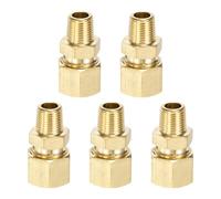 sourcing map 5 tubos de compresión de latón de 0.3 pulgadas OD x 0.12 pulgadas NPT x 3.10 cm rosca macho conector de unión de compresión adaptador de acoplamiento recto para líneas de aire, aceite y