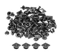 sourcing map 50 Juegos Espiga Remache, 10mm Piramidal Rápido Remache Pernos Cuadrado Punk Púas Marroquinería Decoración para Ropa Cinturones Bolsos Zapatos, Pistola-Negro