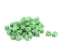 sourcing map 50 piezas 2 pines tornillo bloque de terminales 3,5 mm panel de paso montaje en PCB verde