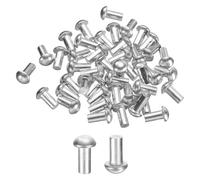 sourcing map 50 remaches de aluminio sólido con cabeza de brasero, M4 de diámetro x 8 mm de longitud, remaches de aluminio para reparación de barcos, maquinaria, aviones, industria del automóvil