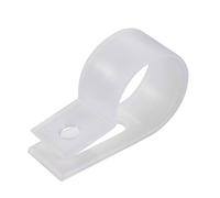 sourcing map 50pcs Clip Abrazadera de Cable de Nylon Tipo R Organizador de Cuerda para la gestión de cables montar el cable de diámetro 15-19mm blanco