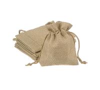 sourcing map 5uds Pequeñas Dobles Bolsas con Cordón, 2.8" x 3.5" Algodón Arpillera Bolsa para Joyería Especia Frijol Caramelo Regalo Saco, Caqui