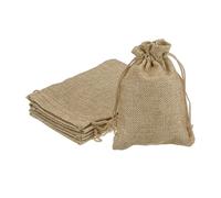 sourcing map 5uds Pequeñas Dobles Bolsas con Cordón, 4" x 5.5" Algodón Arpillera Bolsa para Joyería Especia Frijol Caramelo Regalo Saco, Caqui
