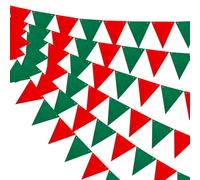 sourcing map 6 banderines triangulares de 9.84 pies, suministros para fiestas de cumpleaños, decoración de Navidad, boda, vacaciones, color rojo y verde