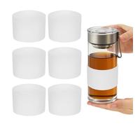 sourcing map 6 fundas de silicona para tazas, 7 cm, resistente al calor, reutilizable, antideslizante, protector de botella de vidrio para café, té, bebidas frías y calientes, vasos de viaje en casa