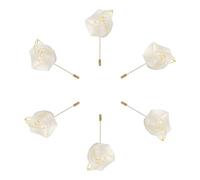 sourcing map 6 Pcs Ramilletes de Rosa para Novio Alfileres de Ramilletes para Hombres Ceremonia de Boda Aniversario Cena Formal Fiesta Blanco Puro