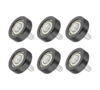 sourcing map 6 rodillos para cajones de 6 x 26 mm, rodamientos de nailon, ruedas de repuesto para ventanas, puerta corrediza, guía de pista, color negro