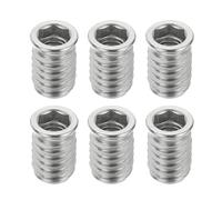 sourcing map 6 tuercas roscadas, M8 x 20 mm, insertos de tuerca hexagonal para madera, tornillos de acero inoxidable 304, tuercas de tornillo para muebles, conector de tornillo de madera