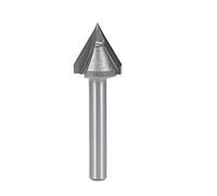 sourcing map 60 Grados V-Ranura Fresadora Taladro 16mm Diámetro Con 6mm Vástago, Titanio Acero Punta V Ranurado Taladro (Gris)