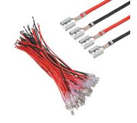 sourcing map 60 terminales de crimpado de pala hembra con funda aislante de 6,30 mm, kit surtido de conectores rápidos de pala hembra con cables de 30 cm, cubierta ignífuga, rojo/negro